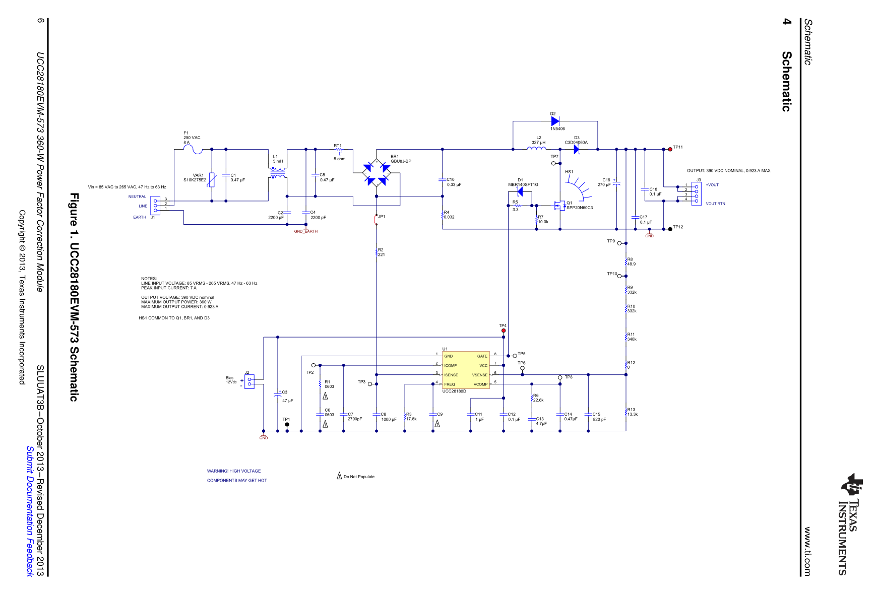 PFC 功率因数校正 21 TI UCC28180EVM-573 Schematic